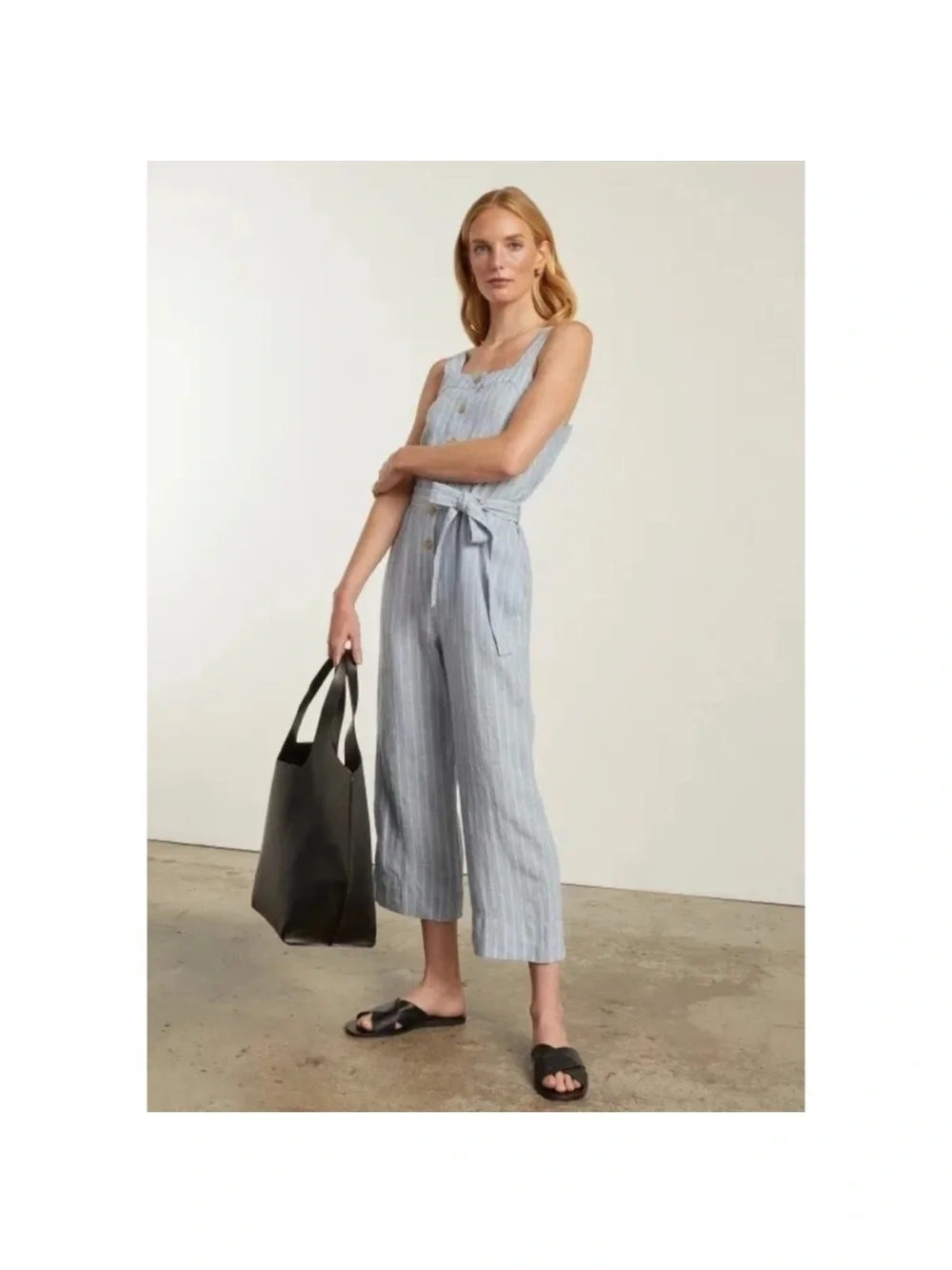 Everlane Linen Striped Jumpsuit